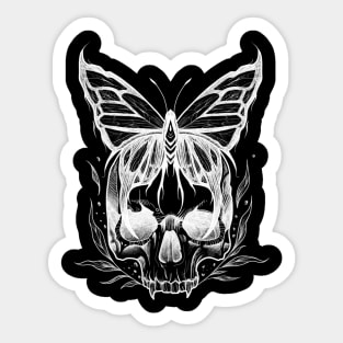 Skull and Butterfly (white version) Sticker